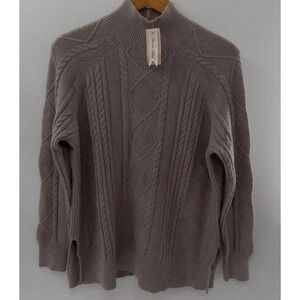 PHILOSOPHY Women's Taupe Pebble Heather Mock Neck Long Sleeve Sweater Small NWT